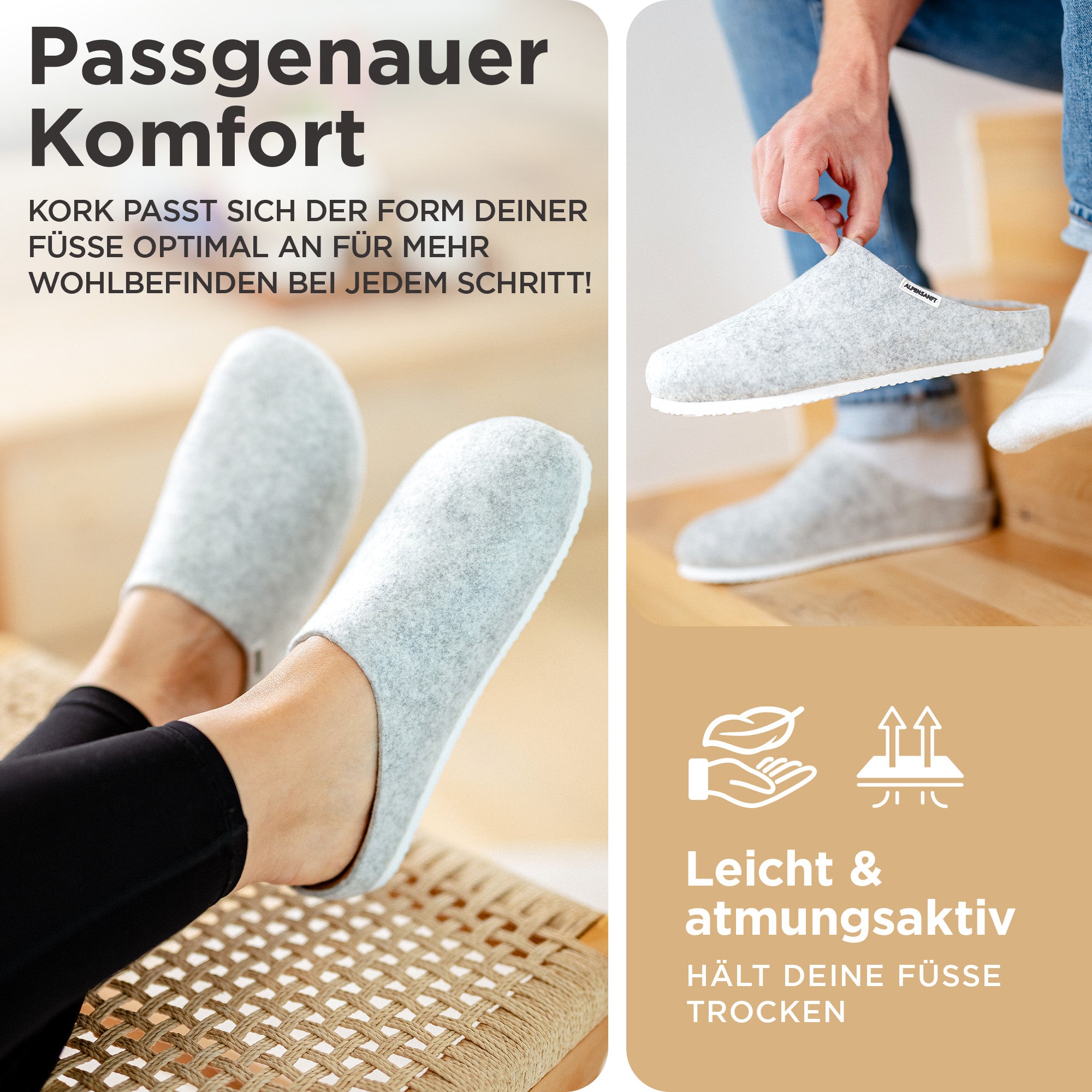 Alpensanft Graues Filz Geschlossen