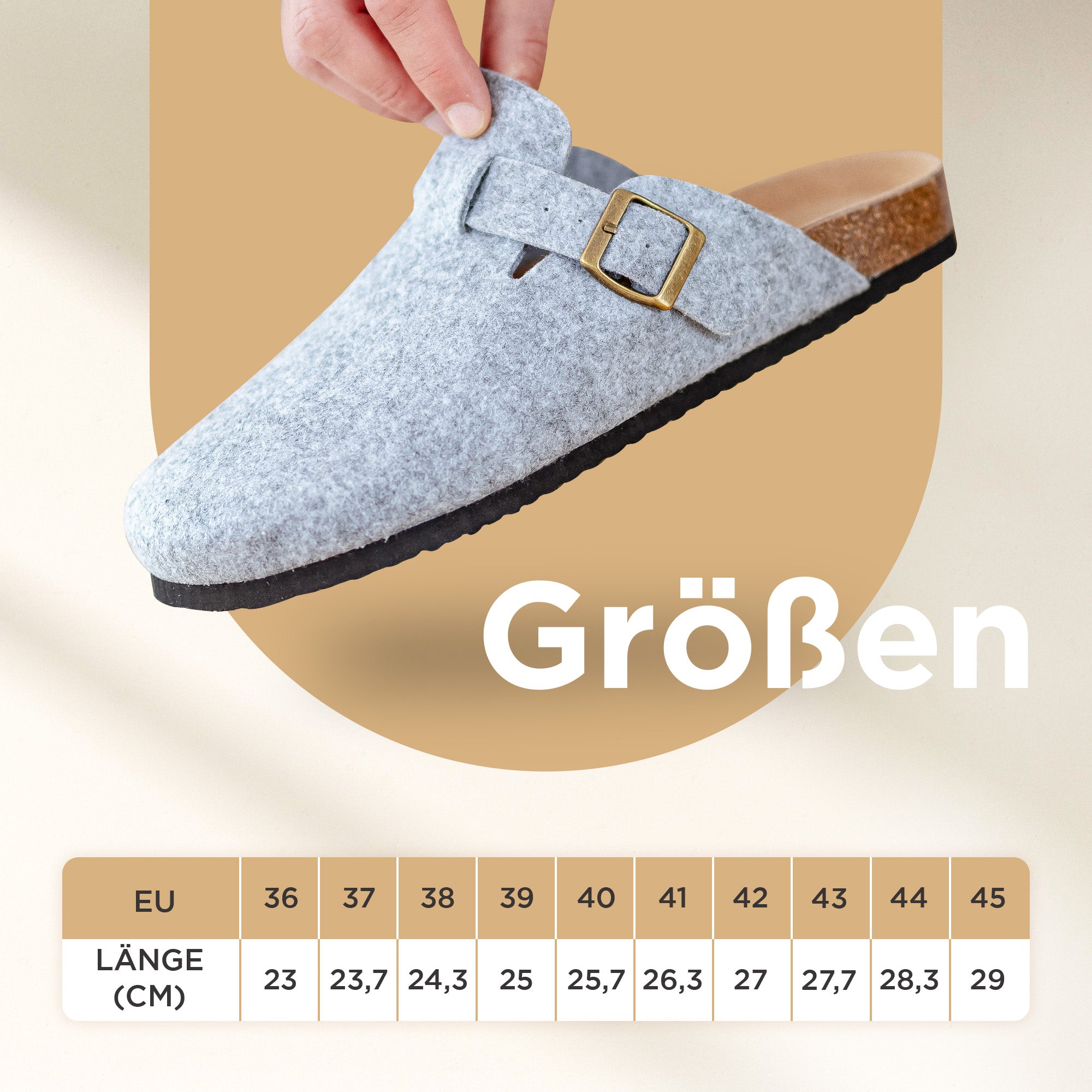 Alpensanft Graues Filz mit verstellbarem Riemen