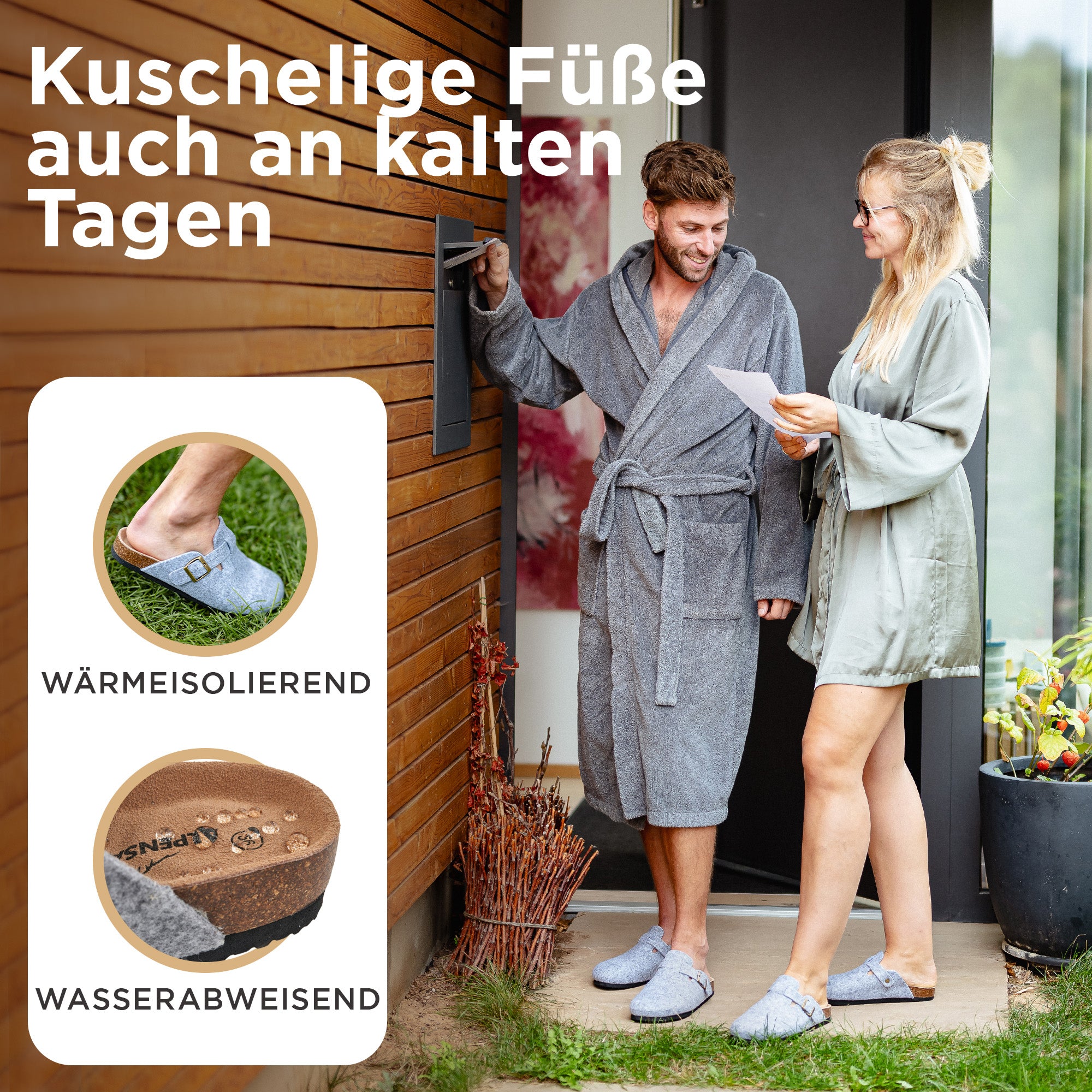 Alpensanft Graues Filz mit verstellbarem Riemen